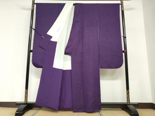 平和屋着物●豪華振袖　抽象地紋　葡萄色　金通し地　正絹　逸品　DABI2019ud