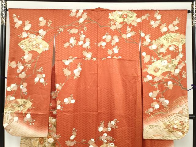 平和屋着物●十日町老舗ブランド　吉澤友禅　吾妻徳穂　振袖　駒刺繍　地紙草花文　暈し染め　金彩　正絹　逸品　DABI2020ud