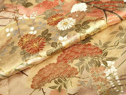 平和屋着物●十日町老舗ブランド　吉澤友禅　吾妻徳穂　振袖　駒刺繍　地紙草花文　暈し染め　金彩　正絹　逸品　DABI2020ud