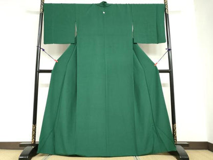 平和屋着物●上質な色無地　萌葱色　正絹　逸品　DABI2025ud