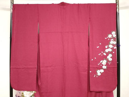 平和屋着物●豪華振袖　草花文　シルエット　暈し染め　金彩　正絹　逸品　DABI2026ud