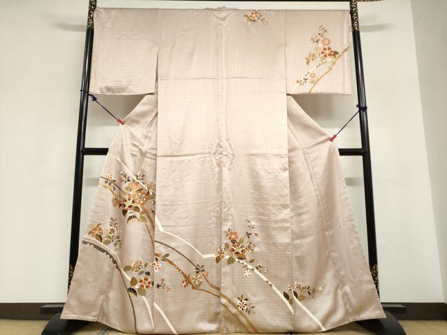 平和屋着物●訪問着　草花文　金彩　正絹　逸品　未使用　DABI2027ud