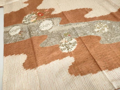 平和屋着物●訪問着　絞り　刺繍　道長草花丸文　金彩　正絹　逸品　DABI2030ud