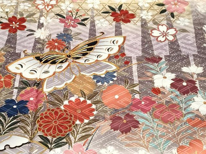 平和屋着物●豪華振袖　駒刺繍　花蝶文　暈し染め　金彩　正絹　逸品　DABI2031ud