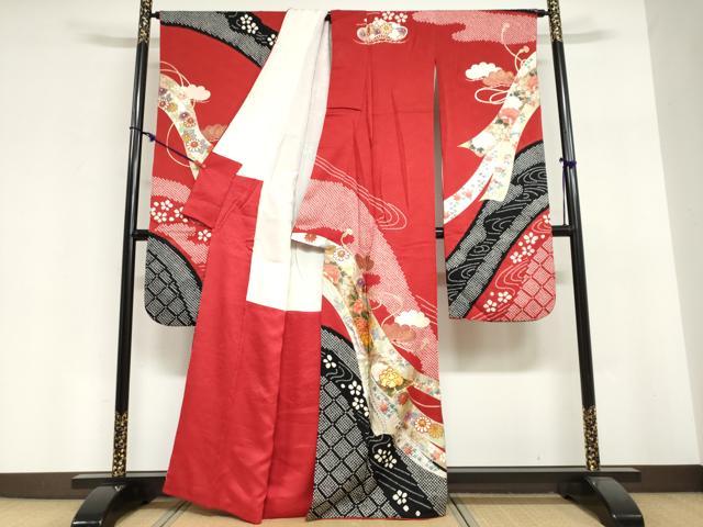 平和屋着物●豪華振袖　絞り　辻が花　暈し染め　銀通し地　正絹　逸品　DABI2033ud