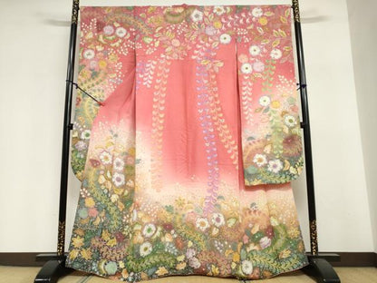 平和屋着物●豪華振袖　絞り　辻が花　暈し染め　銀通し地　正絹　逸品　DABI2034ud