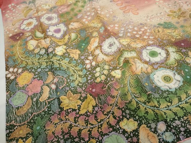 平和屋着物●豪華振袖　絞り　辻が花　暈し染め　銀通し地　正絹　逸品　DABI2034ud