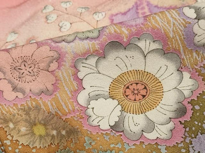 平和屋着物●豪華振袖　絞り　辻が花　暈し染め　銀通し地　正絹　逸品　DABI2034ud