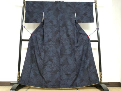 平和屋着物●結城紬　80亀甲　松皮菱吉祥文　やまと誂製　正絹　逸品　DABI2037ud