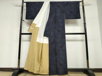 平和屋着物●結城紬　80亀甲　松皮菱吉祥文　やまと誂製　正絹　逸品　DABI2037ud