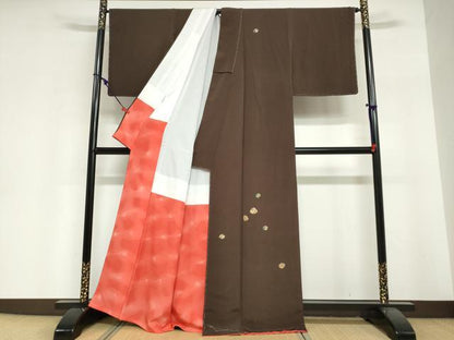 平和屋着物●訪問着　刺繍　吉祥花文　金彩　鬼しぼ縮緬　正絹　逸品　未使用　DABI2038ud
