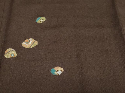 平和屋着物●訪問着　刺繍　吉祥花文　金彩　鬼しぼ縮緬　正絹　逸品　未使用　DABI2038ud