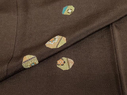 平和屋着物●訪問着　刺繍　吉祥花文　金彩　鬼しぼ縮緬　正絹　逸品　未使用　DABI2038ud
