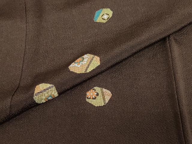 平和屋着物●訪問着　刺繍　吉祥花文　金彩　鬼しぼ縮緬　正絹　逸品　未使用　DABI2038ud