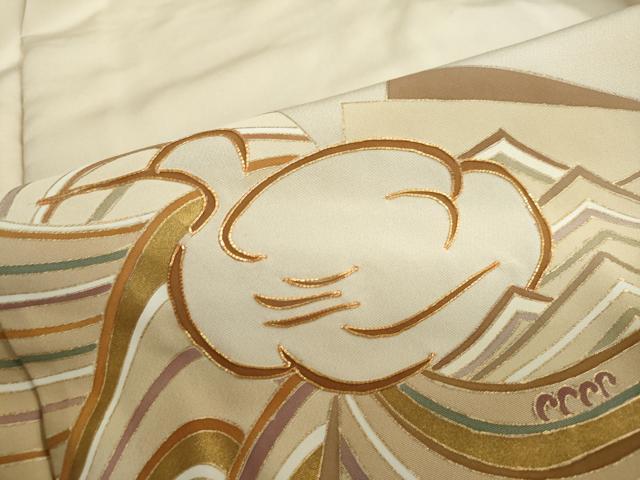 平和屋着物●中村玉緒　色留訪問着　駒刺繍　流水群れ鳥文　仮絵羽　正絹　逸品　未使用　DABI2039ud