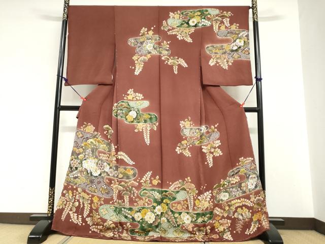 平和屋着物●訪問着　辻が花　鬼しぼ縮緬　仮絵羽　正絹　逸品　未使用　DABI2040ud