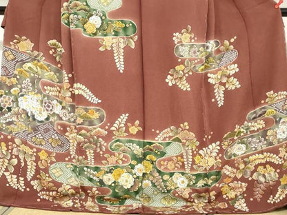 平和屋着物●訪問着　辻が花　鬼しぼ縮緬　仮絵羽　正絹　逸品　未使用　DABI2040ud