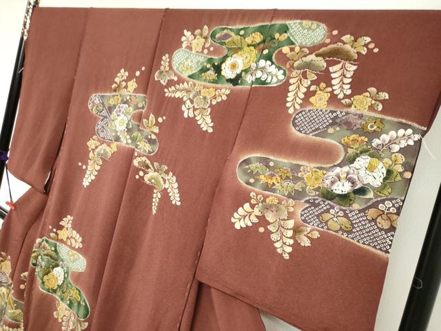 平和屋着物●訪問着　辻が花　鬼しぼ縮緬　仮絵羽　正絹　逸品　未使用　DABI2040ud