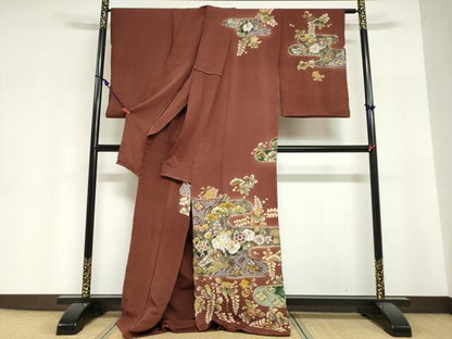 平和屋着物●訪問着　辻が花　鬼しぼ縮緬　仮絵羽　正絹　逸品　未使用　DABI2040ud