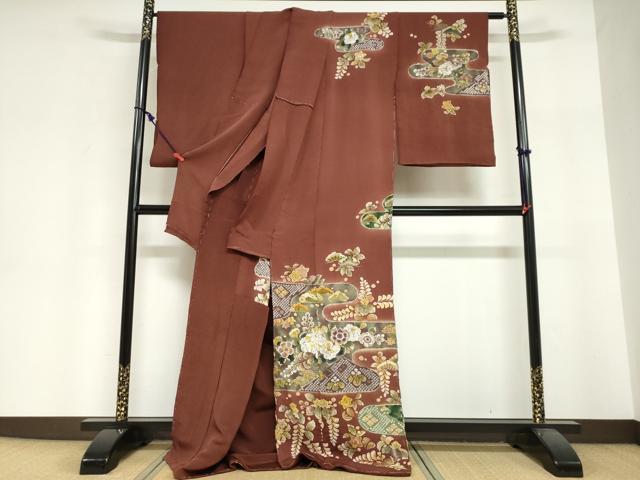 平和屋着物●訪問着　辻が花　鬼しぼ縮緬　仮絵羽　正絹　逸品　未使用　DABI2040ud