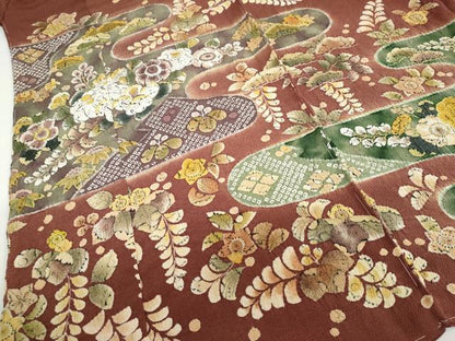 平和屋着物●訪問着　辻が花　鬼しぼ縮緬　仮絵羽　正絹　逸品　未使用　DABI2040ud