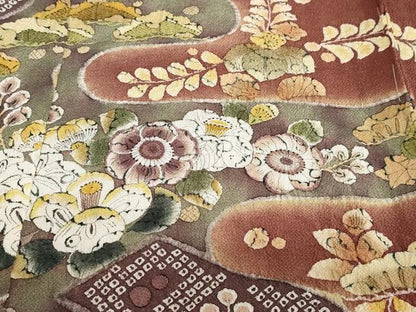 平和屋着物●訪問着　辻が花　鬼しぼ縮緬　仮絵羽　正絹　逸品　未使用　DABI2040ud