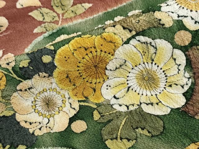 平和屋着物●訪問着　辻が花　鬼しぼ縮緬　仮絵羽　正絹　逸品　未使用　DABI2040ud