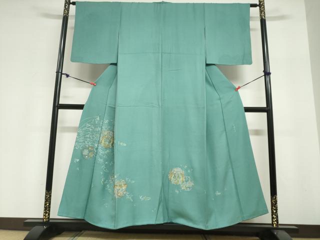 平和屋着物●中国三大刺繍　蘇州刺繍　総刺繍　訪問着　向かい鳥草花丸文　金糸　正絹　逸品　DABI2044ud