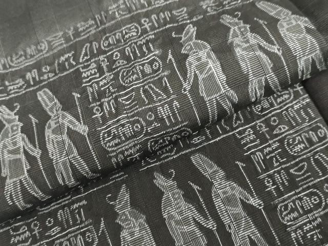 平和屋着物●訪問着　紬地　エジプト壁画文様　正絹　逸品　未使用　DABI2047ud