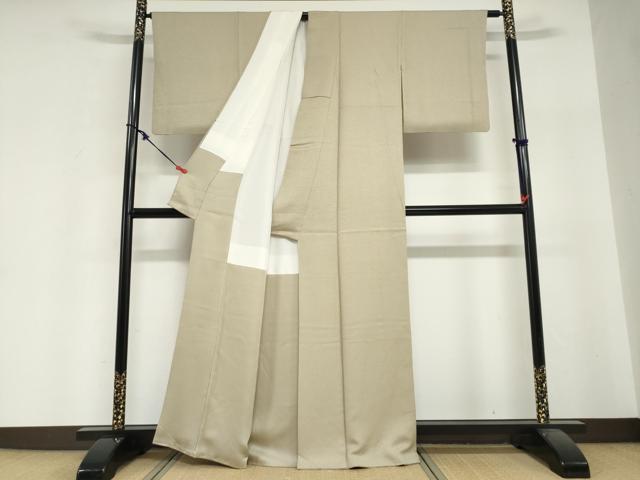 平和屋着物●本草木染作家　瑞鳳　色無地　紋意匠　亜麻色　正絹　逸品　DABI2048ud