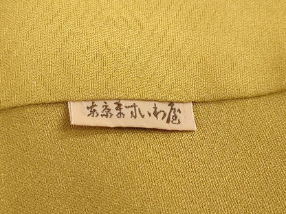 平和屋着物●上質な色無地　干割れ地紋　櫨染色　ますいわ屋扱い　正絹　逸品　DABI2052ud