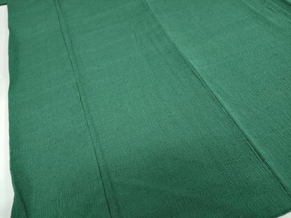 平和屋着物●上質な色無地　千歳緑色　鬼しぼ縮緬　正絹　逸品　DABI2055ud