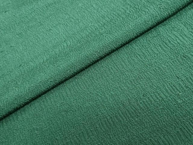平和屋着物●上質な色無地　千歳緑色　鬼しぼ縮緬　正絹　逸品　DABI2055ud