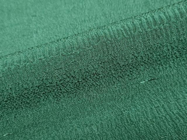 平和屋着物●上質な色無地　千歳緑色　鬼しぼ縮緬　正絹　逸品　DABI2055ud