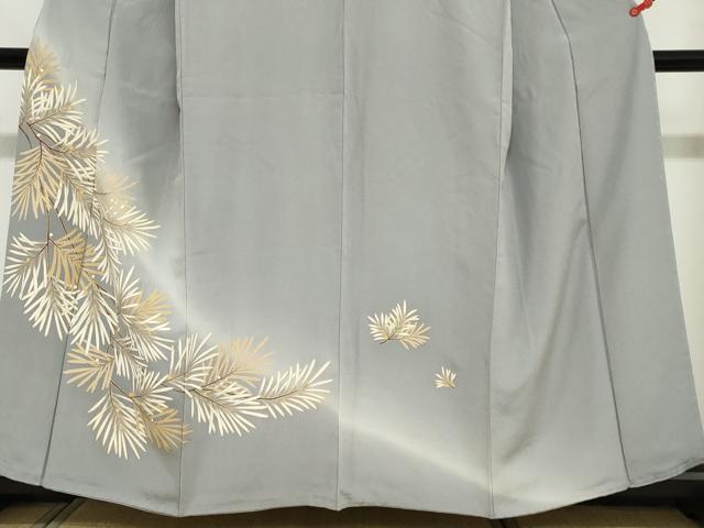 平和屋着物●訪問着　駒刺繍　枝葉文　暈し染め　金彩　正絹　逸品　DABI2056ud