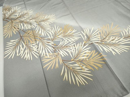 平和屋着物●訪問着　駒刺繍　枝葉文　暈し染め　金彩　正絹　逸品　DABI2056ud