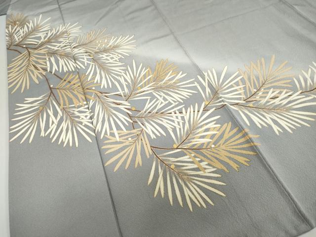 平和屋着物●訪問着　駒刺繍　枝葉文　暈し染め　金彩　正絹　逸品　DABI2056ud