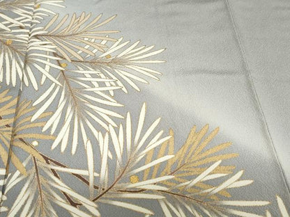 平和屋着物●訪問着　駒刺繍　枝葉文　暈し染め　金彩　正絹　逸品　DABI2056ud