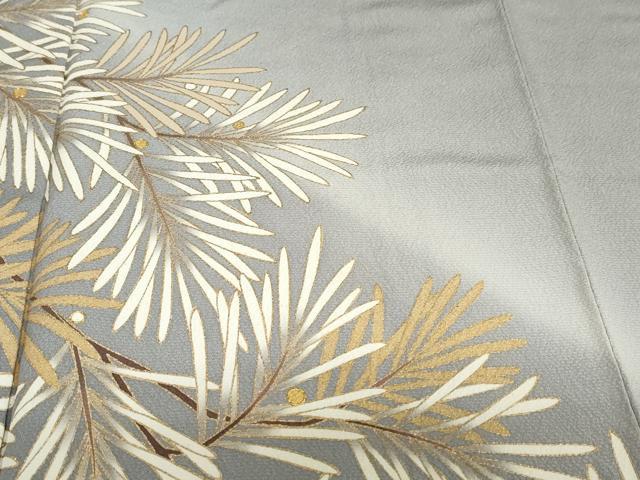 平和屋着物●訪問着　駒刺繍　枝葉文　暈し染め　金彩　正絹　逸品　DABI2056ud