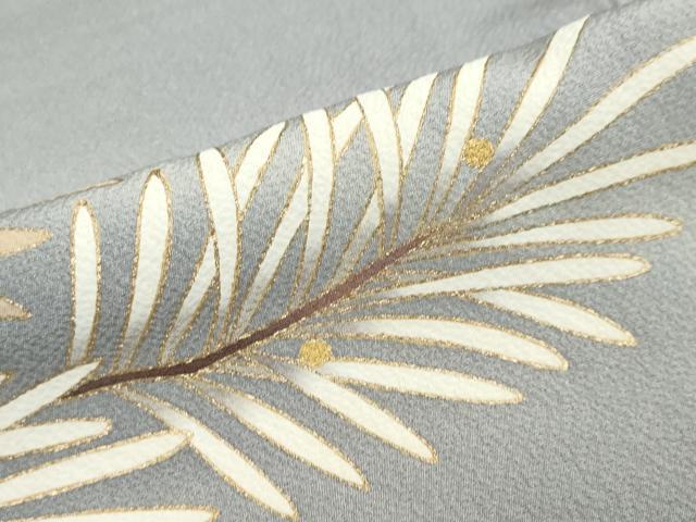 平和屋着物●訪問着　駒刺繍　枝葉文　暈し染め　金彩　正絹　逸品　DABI2056ud
