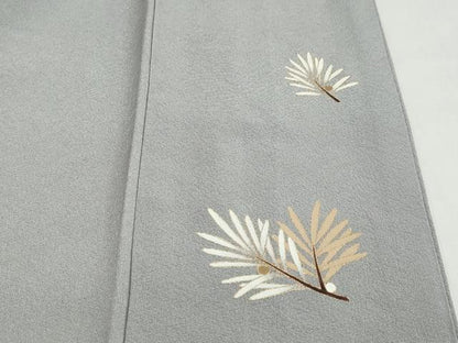 平和屋着物●訪問着　駒刺繍　枝葉文　暈し染め　金彩　正絹　逸品　DABI2056ud