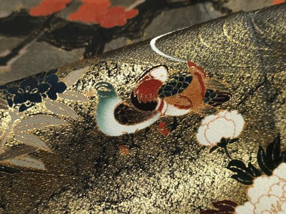 平和屋着物●松尾光琳　黒留袖　流水鴛鴦花文　金彩　正絹　逸品　DABI2058ud