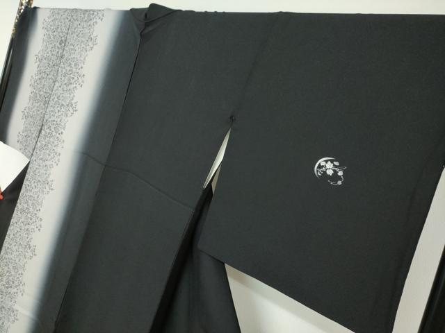 平和屋着物●訪問着　草花丸文　暈し染め　黒地　金彩　正絹　逸品　DABI2059ud