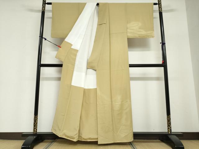 平和屋着物●無地絵羽訪問着　抽象地紋　暈し染め　色無地　蜂蜜色　正絹　逸品　DABI2063ud