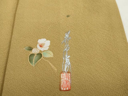 平和屋着物●本草木染作家　瑞鳳　色無地　桑染色　正絹　逸品　DABI2065ud
