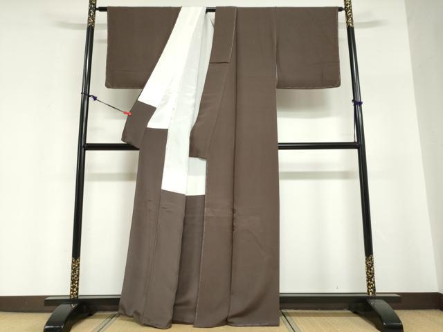 平和屋着物●色留訪問着　道長草花地紋　葡萄鼠色　正絹　逸品　未使用　DABI2066ud