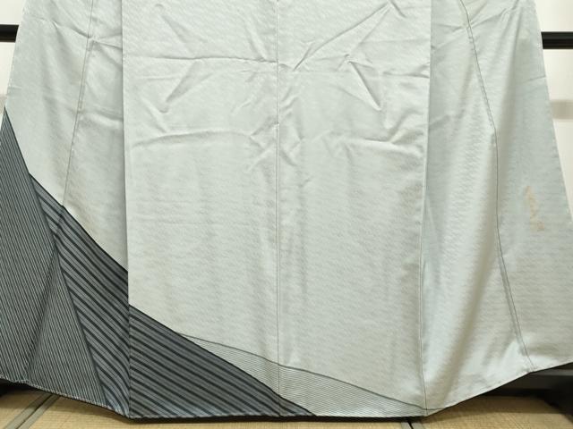 平和屋着物●染色作家　斉藤三才　訪問着　変わり縞　正絹　逸品　DABI2067ud