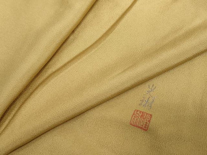 平和屋着物●松尾光琳　色無地　枯色　鬼しぼ縮緬　正絹　逸品　DABI2068ud