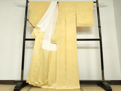 平和屋着物●上質な色無地　辻が花地紋　砥粉色　正絹　逸品　DABI2069ud