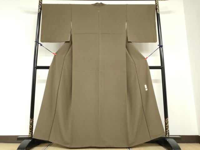 平和屋着物●上質な色無地　作家物　海松茶色　正絹　逸品　DABI2073ud